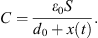 $$ C=\frac{{\epsilon }_0S}{{d}_0+x(t)}. $$