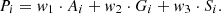 $$ {P}_i={w}_1\cdot {A}_i+{w}_2\cdot {G}_i+{w}_3\cdot {S}_i. $$