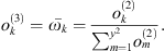 $$ {o}_k^{(3)}=\bar{{\omega }_k}=\frac{{o}_k^{(2)}}{{\sum }_{m=1}^{{y}^2}{o}_m^{(2)}}. $$