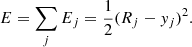 $$ E=\sum_j{E}_j=\frac{1}{2}{({R}_j-{y}_j)}^2. $$