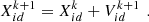 $$ {{X}}_{{id}}^{k+1}={{X}}_{{id}}^k+{{V}}_{{id}}^{k+1}\enspace. $$