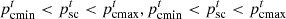 $$ {p}_{\mathrm{cmin}}^t<{p}_{\mathrm{sc}}^t<{p}_{\mathrm{cmax}}^t,{p}_{\mathrm{cmin}}^t<{p}_{\mathrm{sc}}^t<{p}_{\mathrm{cmax}}^t $$