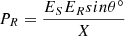 $$ {P}_R=\frac{{E}_S{E}_R{sin}\theta {}^{\circ} }{X} $$