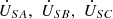 $ {\dot{U}}_{{SA}},\enspace {\dot{U}}_{{SB}},\enspace {\dot{U}}_{{SC}}$