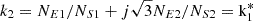 $ {k}_2={N}_{E1}/{N}_{S1}+j\sqrt{3}{N}_{E2}/{N}_{S2}={\mathrm{k}}_1^{\mathrm{*}}$