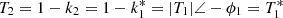 $ {T}_2=1-{k}_2=1-{k}_1^{*}=|{T}_1|\angle -{\phi }_1={T}_1^{*}$