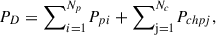 Mathematical equation: $$ {P}_D={\sum }_{i=1}^{{N}_p} {P}_{{pi}}+{\sum }_{\mathrm{j}=1}^{{N}_c}{P}_{{chpj}}, $$