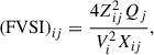 Mathematical equation: $$ {(\mathrm{FVSI})}_{{ij}}=\frac{4{Z}_{{ij}}^2{Q}_j}{{V}_i^2{X}_{{ij}}}, $$