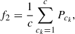 Mathematical equation: $$ {f}_2=\frac{1}{c}\sum_{{c}_k=1}^c {P}_{{c}_k}, $$