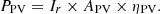 Mathematical equation: $$ {P}_{\textrm{PV}}={I}_r\times {A}_{\textrm{PV}}\times {\eta}_{\textrm{PV}}. $$