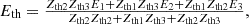 Mathematical equation: $$ {\displaystyle \begin{array}{c}{E}_{\textrm{th}}=\frac{Z_{\textrm{th}2}{Z}_{\textrm{th}3}{E}_1+{Z}_{\textrm{th}1}{Z}_{\textrm{th}3}{E}_2+{Z}_{\textrm{th}1}{Z}_{\textrm{th}2}{E}_3}{Z_{\textrm{th}2}{Z}_{\textrm{th}2}+{Z}_{\textrm{th}1}{Z}_{\textrm{th}3}+{Z}_{\textrm{th}2}{Z}_{\textrm{th}3}},\end{array}} $$