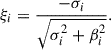 Mathematical equation: $$ {\xi}_i=\frac{-{\sigma}_i}{\sqrt{\sigma_i^2+{\beta}_i^2}}. $$