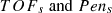 Mathematical equation: $$ {TOF}_s\ \mathrm{and}\ {Pen}_s $$
