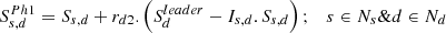 Mathematical equation: $$ {S}_{s,d}^{Ph1}={S}_{s,d}+{r}_{d2}.\left({S}_d^{leader}-{I}_{s,d}.{S}_{s,d}\right);\kern1em s\in {N}_s\&d\in {N}_d $$