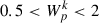 Mathematical equation: $$ 0.5<{W}_p^k<2 $$